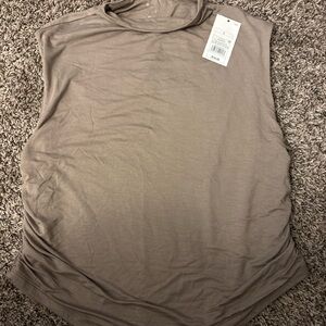 A New Day Brown Sleeveless Ruched Muscle Tee